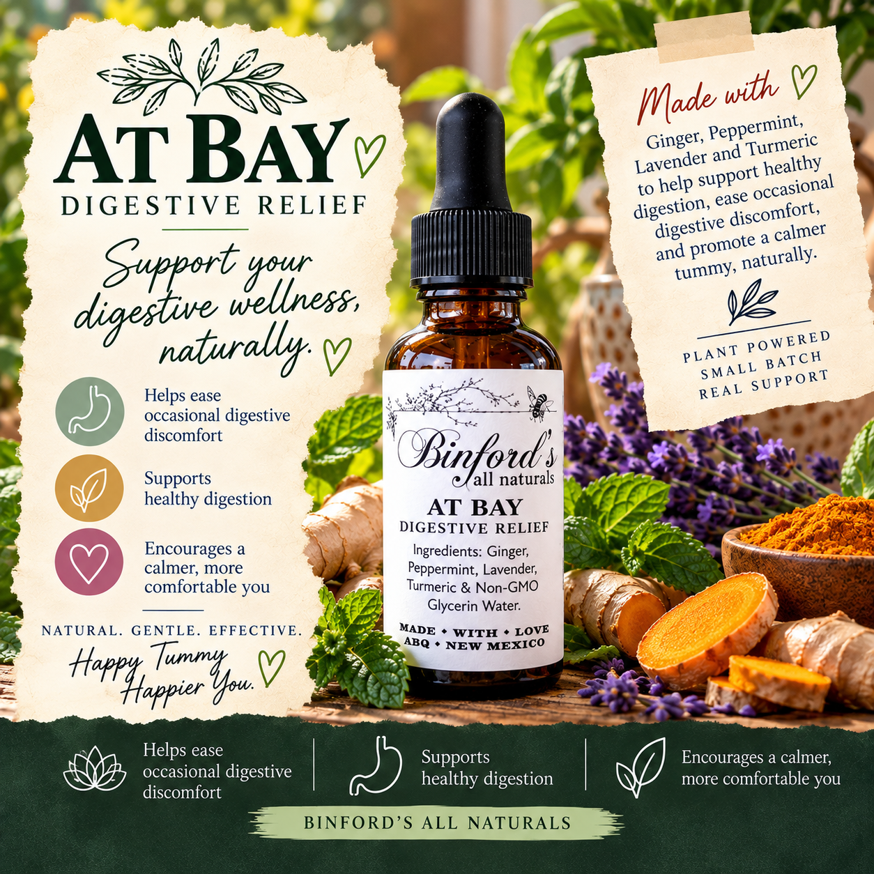 At Bay – All-Natural Digestive Relief Tincture for Stomach Discomfort